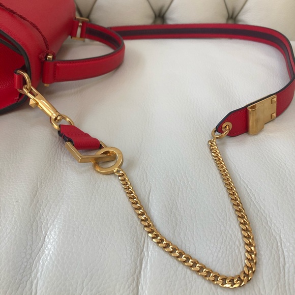 New Valentino VSLING Lipstick Red Leather Bag Satchel Medium Rockstud Perfect - Picture 15 of 16